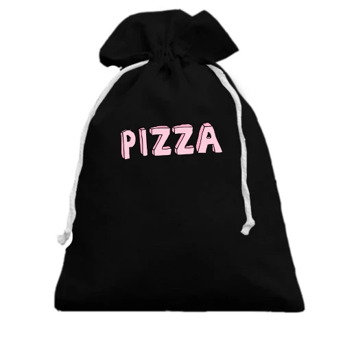 Подарочный мешочек, Черный, с надписью "Pizza"