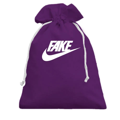 Подарочный мешочек, Фиолетовый, с надписью "Fake" в стиле Nike