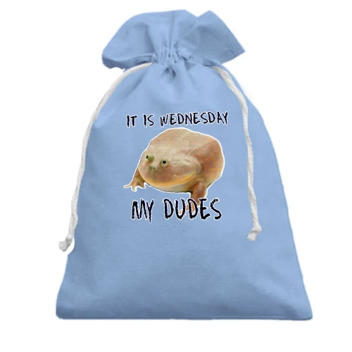 Подарунковий мішечок, Блакитний, It is wednesday, my dudes