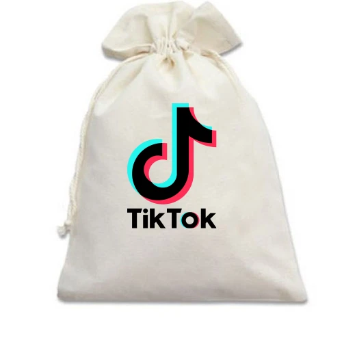 Подарочный мешочек, Белый, Tik Tok