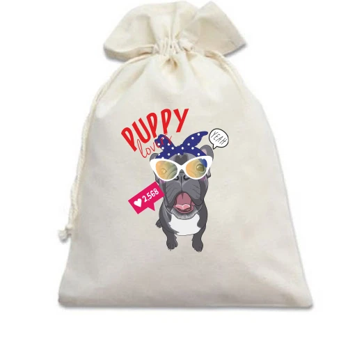 Подарочный мешочек, Белый, Puppy Lovers