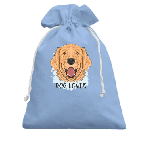 Подарочный мешочек, Голубой, с надписью "Dog lover"