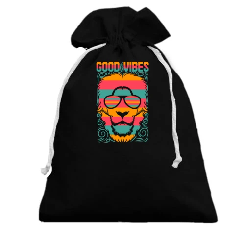 Подарочный мешочек с надписью "Good vibes" и львом
