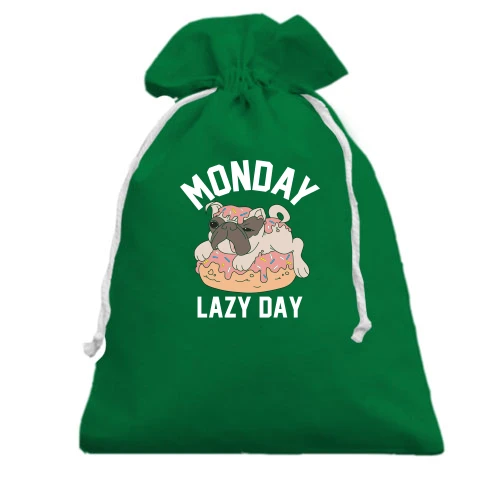 Подарунковий мішечок, зелений, Monday Lazy Day Собака