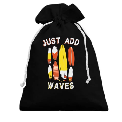 Подарочный мешочек, Черный, Just add waves Серфинг