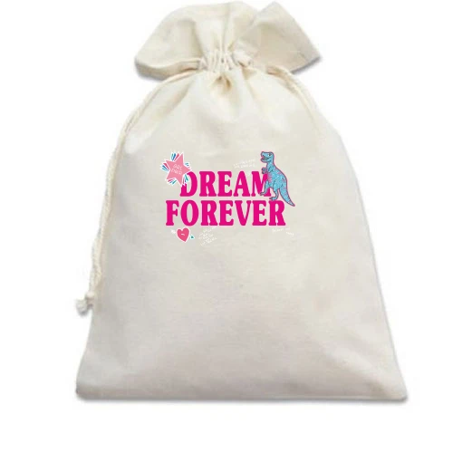 Подарунковий мішечок, Білий, Dream forever Динозавр