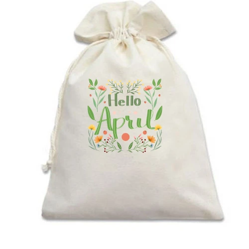 Подарочный мешочек, Белый, Hello April Апрель