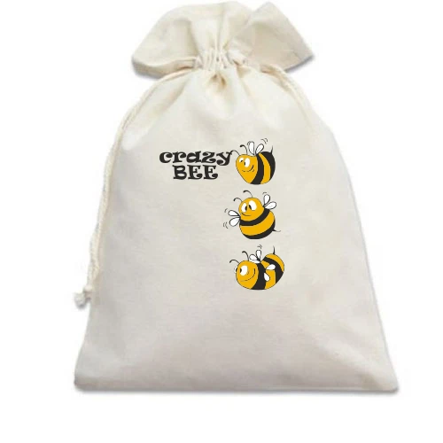 Подарочный мешочек, Белый, Crazy Bee Пчелы