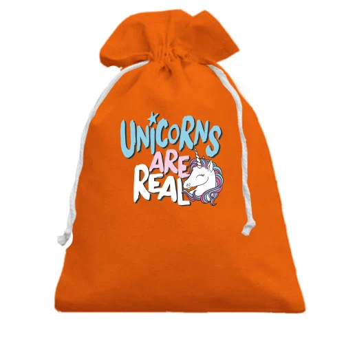 Подарочный мешочек, Оранжевый, Unicorns are real