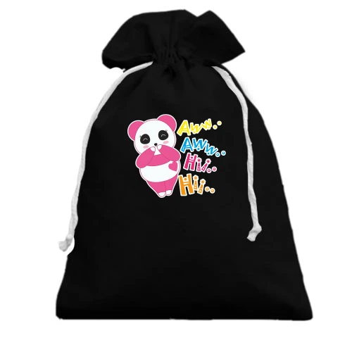 Подарунковий мішечок, Чорний, Pink Panda