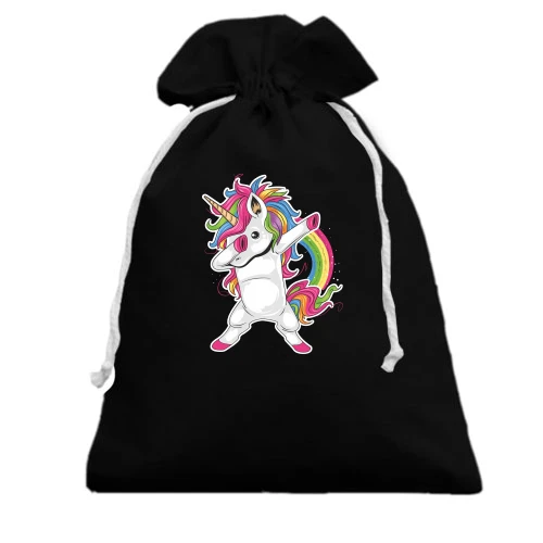 Подарунковий мішечок, Чорний, Rainbow Unicorn