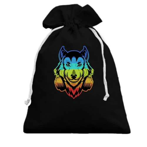 Подарочный мешочек, Черный, Rainbow Wolf