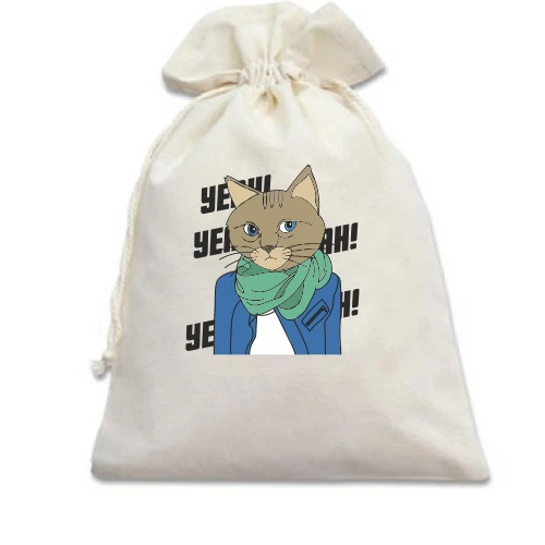 Подарочный мешочек с котом в шарфе (Yeah)