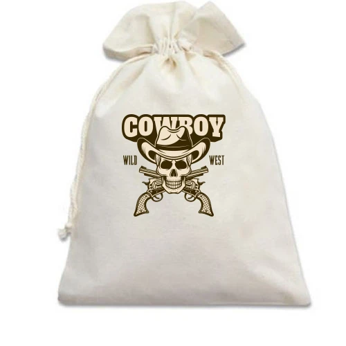 Подарочный мешочек, белый, Cowboy Wild West