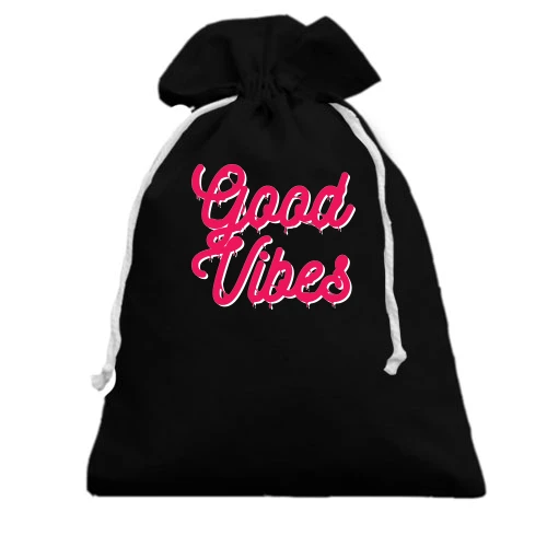 Подарочный мешочек, Черный, Good vibes