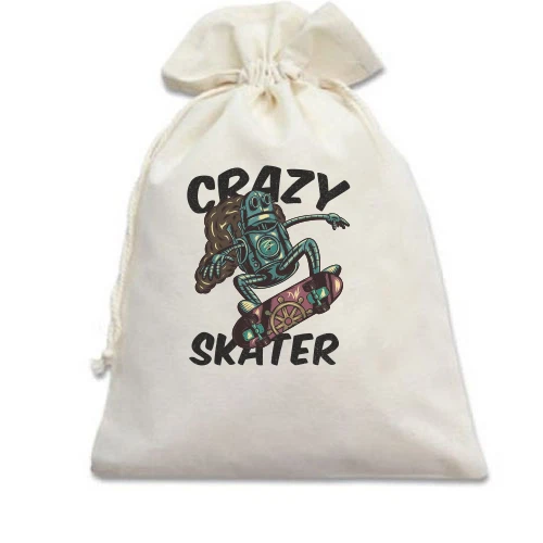 Подарунковий мішечок, білий, Robot Crazy Skater