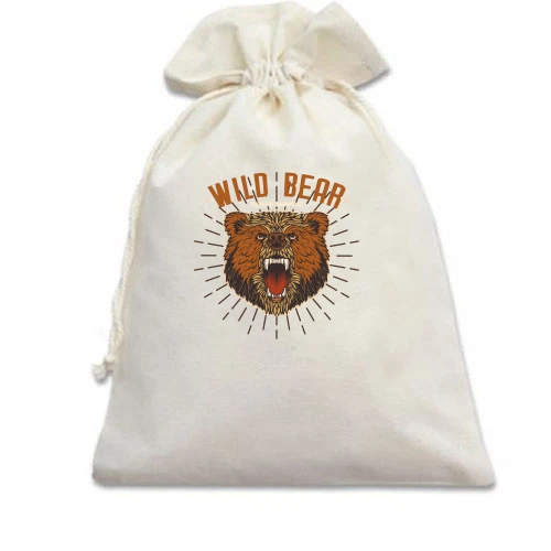 Подарунковий мішечок, Білий, Wild Bear Head