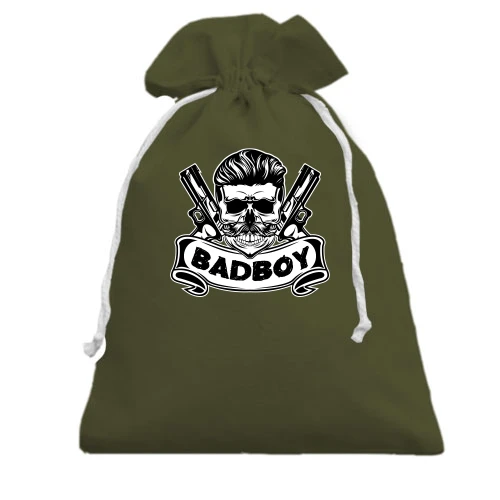 Подарочный мешочек, хаки, Bad Boy Skull