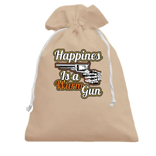 Подарунковий мішечок, Білий, Happiness is a warm gun