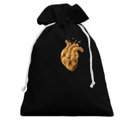Подарочный мешочек, Черный, Golden Heart