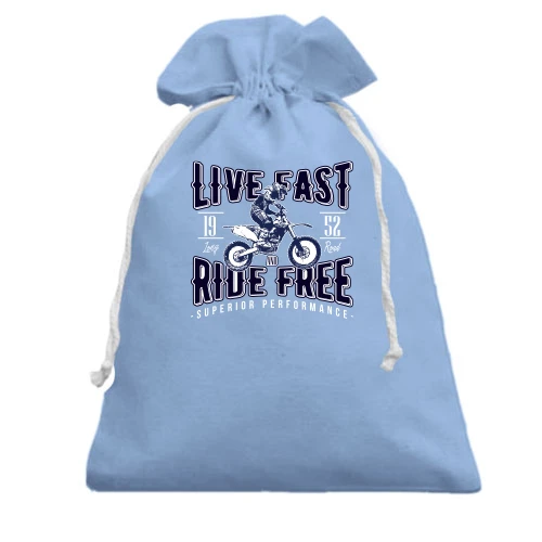 Подарочный мешочек, Голубой, Live Fast Ride Free