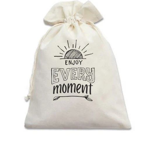 Подарочный мешочек, Белый, Enjoy every moment