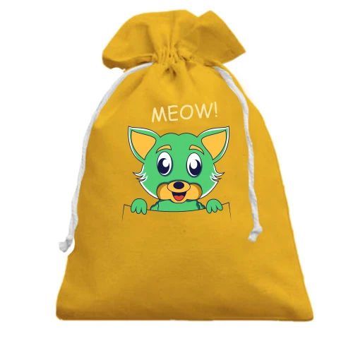 Подарочный мешочек с зеленым котом