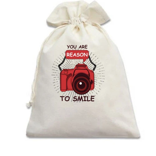 Подарочный мешочек, белый, You are reason to smile