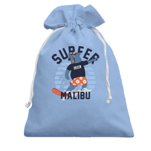 Подарунковий мішечок, Блакитний, Surfer Malibu Bear