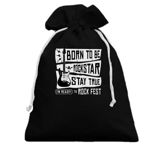 Подарочный мешочек, Черный, Born to be a Rockstar