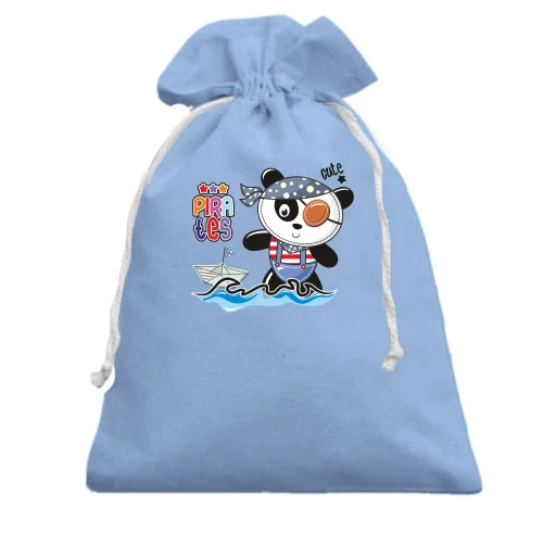Подарунковий мішечок, Блакитний, Cute Pirates Panda