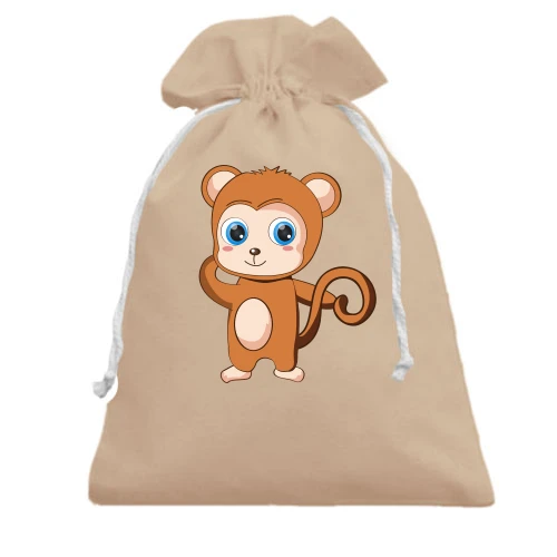 Подарунковий мішечок, Чорний, Cute Baby Monkey