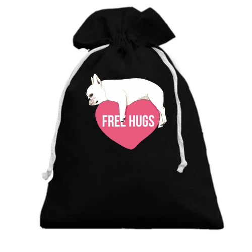 Подарочный мешочек Free Hugs с мопсом