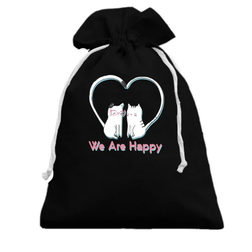 Подарочный мешочек, Черный, We Are Happy Cats