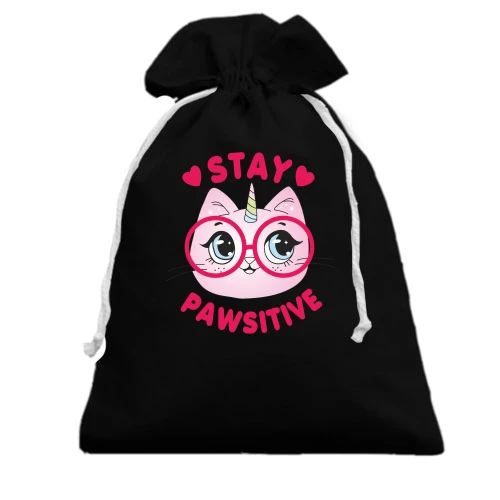 Подарочный мешочек, Черный, Stay Pawsitive
