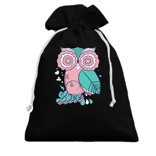 Подарочный мешочек, Черный, Love Owl