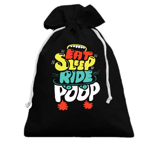 Подарочный мешочек, Черный, Eat Sleep Ride