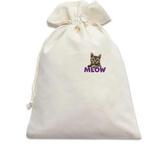 Подарочный мешочек, Белый, Meow (mini)