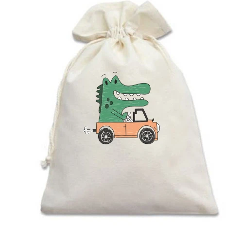 Подарочный мешочек Crocodile in the car