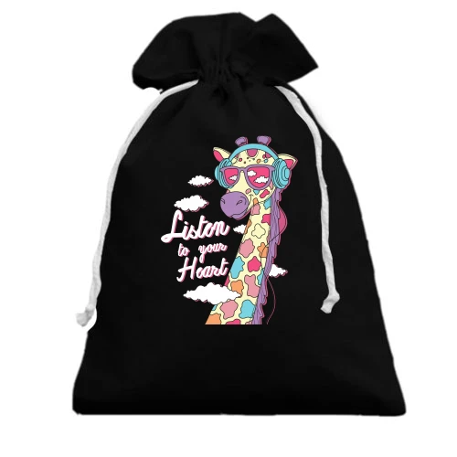 Подарочный мешочек Listen to your heart Giraffe
