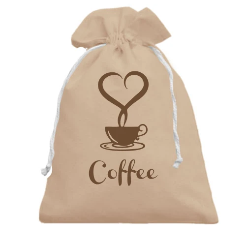 Подарочный мешочек, Белый, Coffee Love