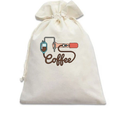 Подарунковий мішечок, Білий, Coffee in my Blood