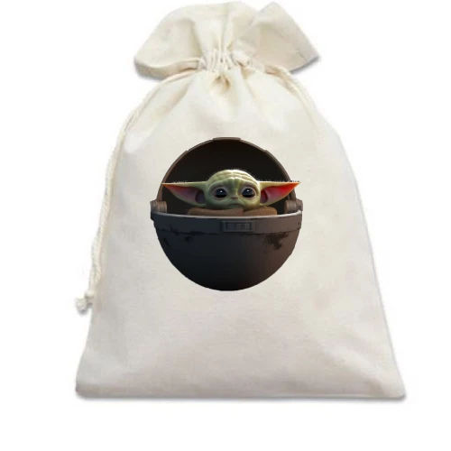 Подарочный мешочек, белый, Baby Yoda