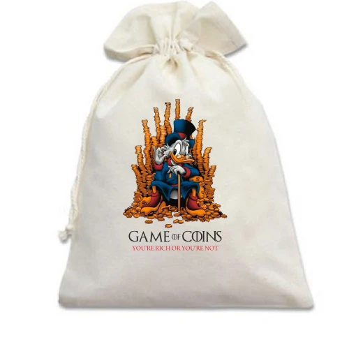 Подарочный мешочек, белый, Game of coins