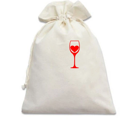Подарочный мешочек Wine is my heart