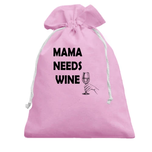 Подарочный мешочек, Розовый, Mama needs Wine