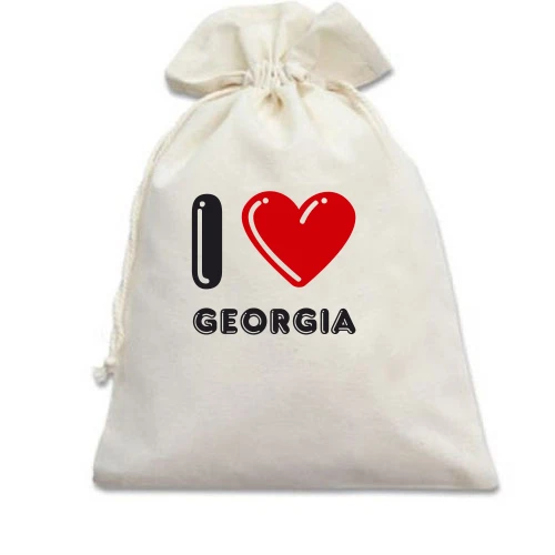 Подарунковий мішечок, білий, I love Georgia