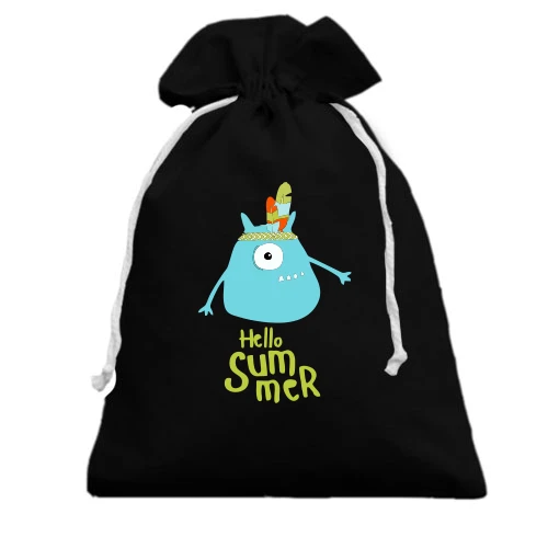 Подарунковий мішечок, Чорний, Hello Summer. Native American Monster
