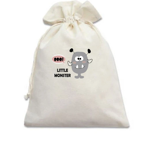 Подарунковий мішечок, Білий, Little gray monster. Boo!