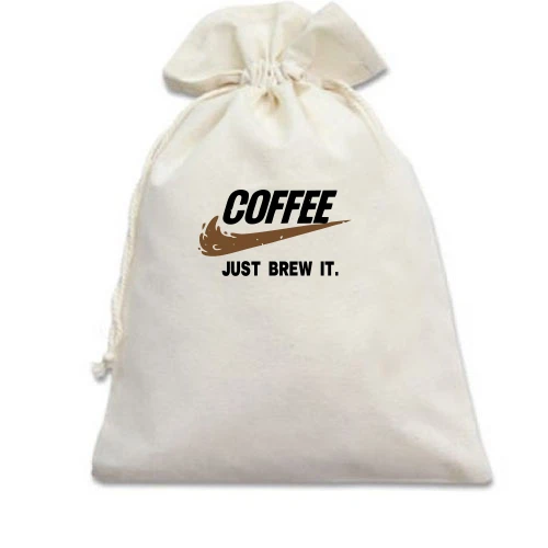 Подарунковий мішечок, Білий, COFFEE. Just brew it.